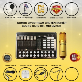                          Combo Hát Livestream Thu Âm Sound card h9 và Micro Bm900                       