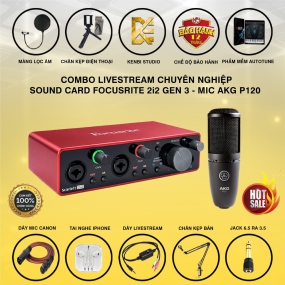                          Combo Livestream Thu Âm Focusrite 2i2 Và Mic Akg P120                       