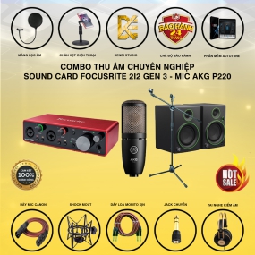                         COMBO THU ÂM FOCUSRITE 2I2 GEN 3 VÀ MIC AKG P220                       