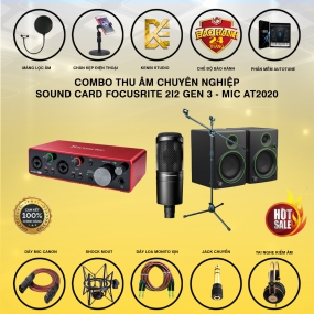                          COMBO THU ÂM FOCUSRITE 2I2 GEN 3  VÀ MIC AT2020                       