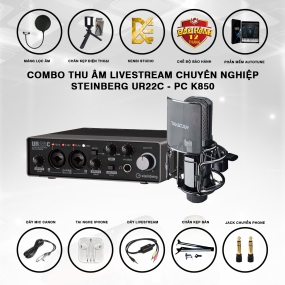                          Combo Thu Âm Livestream Steinberg UR22C - Mic PC K850                       