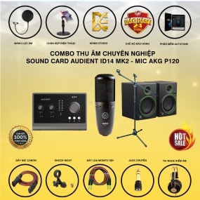                          COMBO THU ÂM SOUND CARD AUDIENT ID 14 MK2 VÀ MIC AKG P120                       