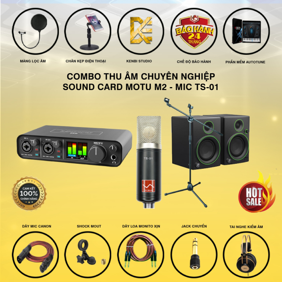 COMBO THU ÂM SOUND CARD MOTU M2 VÀ MIC TS-01