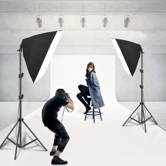 Bộ đèn studio XT5A có remote - Kèm Softbox 50x70cm, chân đèn 2m, bóng led Bulb 150W