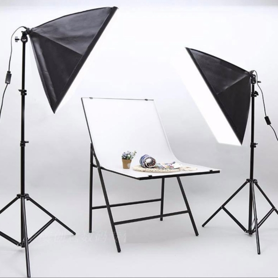 Bộ đèn studio XT5A có remote - Kèm Softbox 50x70cm, chân đèn 2m, bóng led Bulb 150W