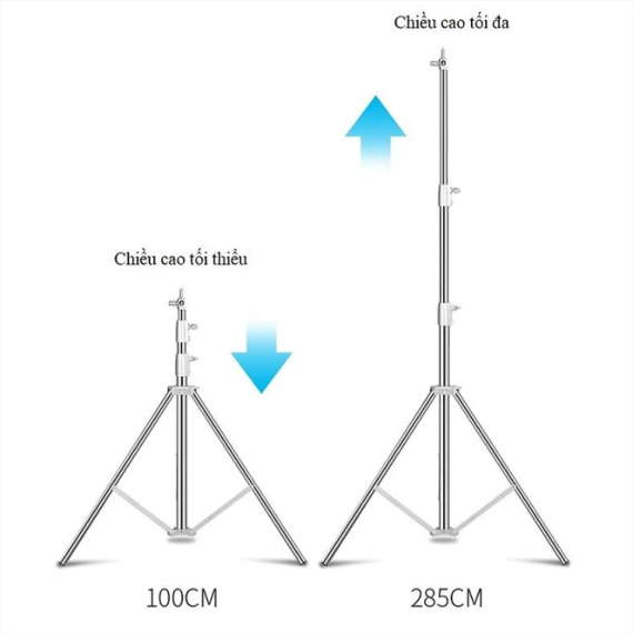 Chân Đèn Inox 2.8M Tải Trọng Cao, Chân Chuyên Dùng Trong Studio, Chân Đầu Ren 1/4&3/8