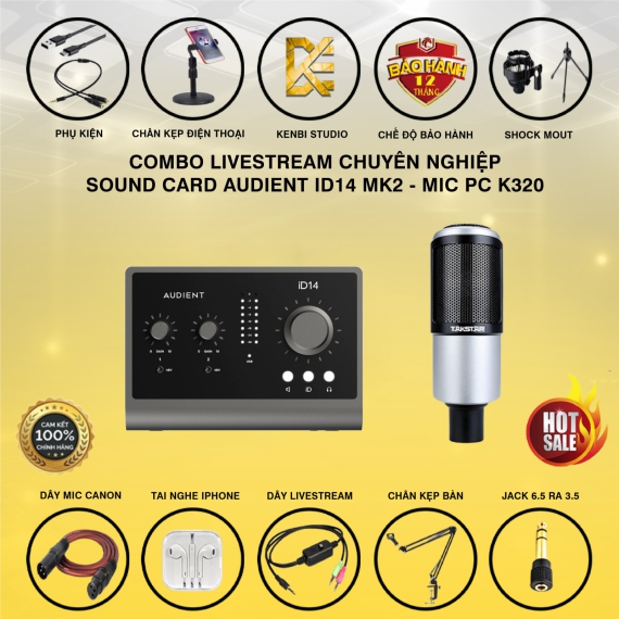 Combo sound card Audient ID14 MK2 - mic tarkstar PC K320