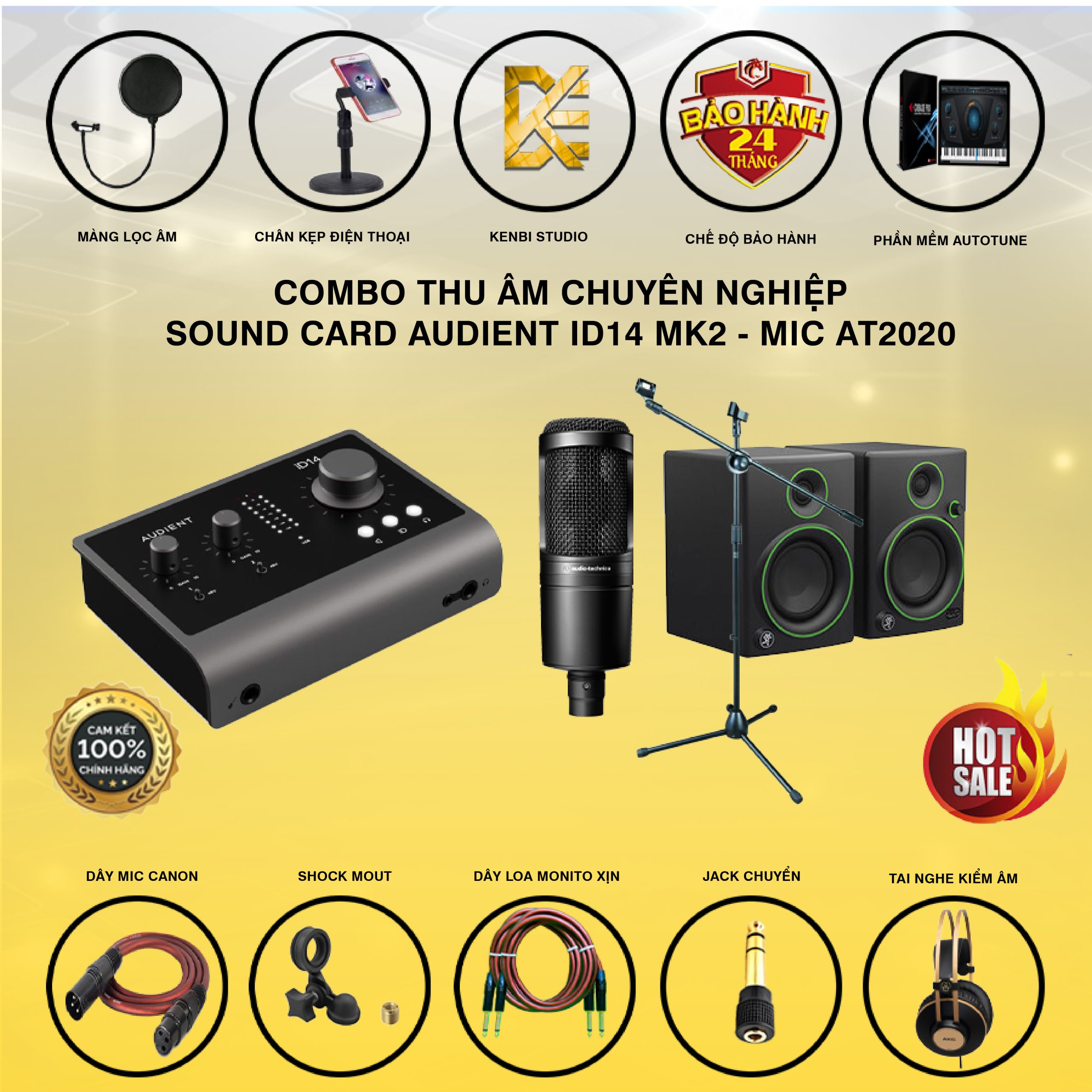 COMNO THU ÂM AUDIENT ID14 MK2 VỚI MIC AT2020-01