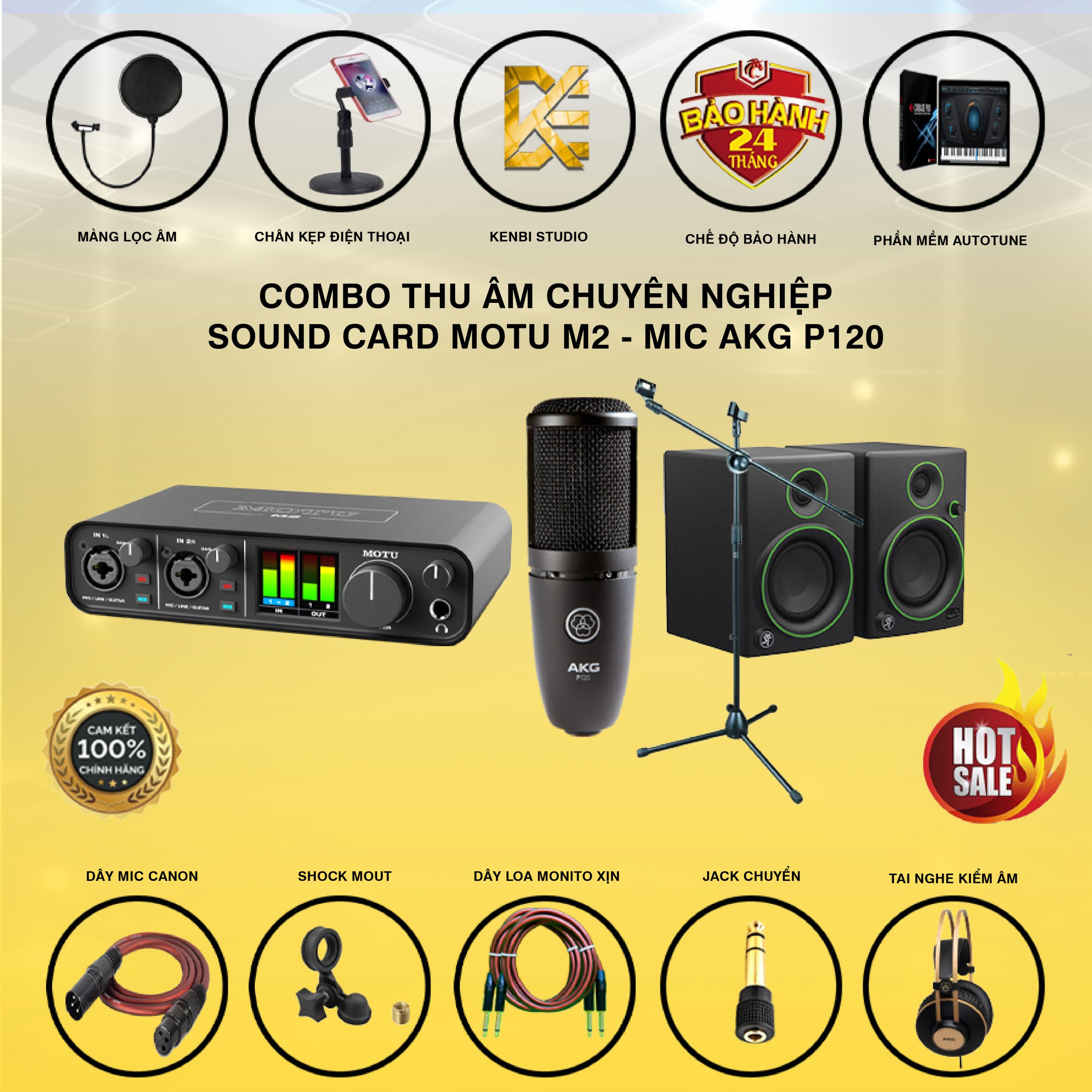 COMBO THU ÂM SOUND CARD MOTU M2 VÀ MIC AKG P120