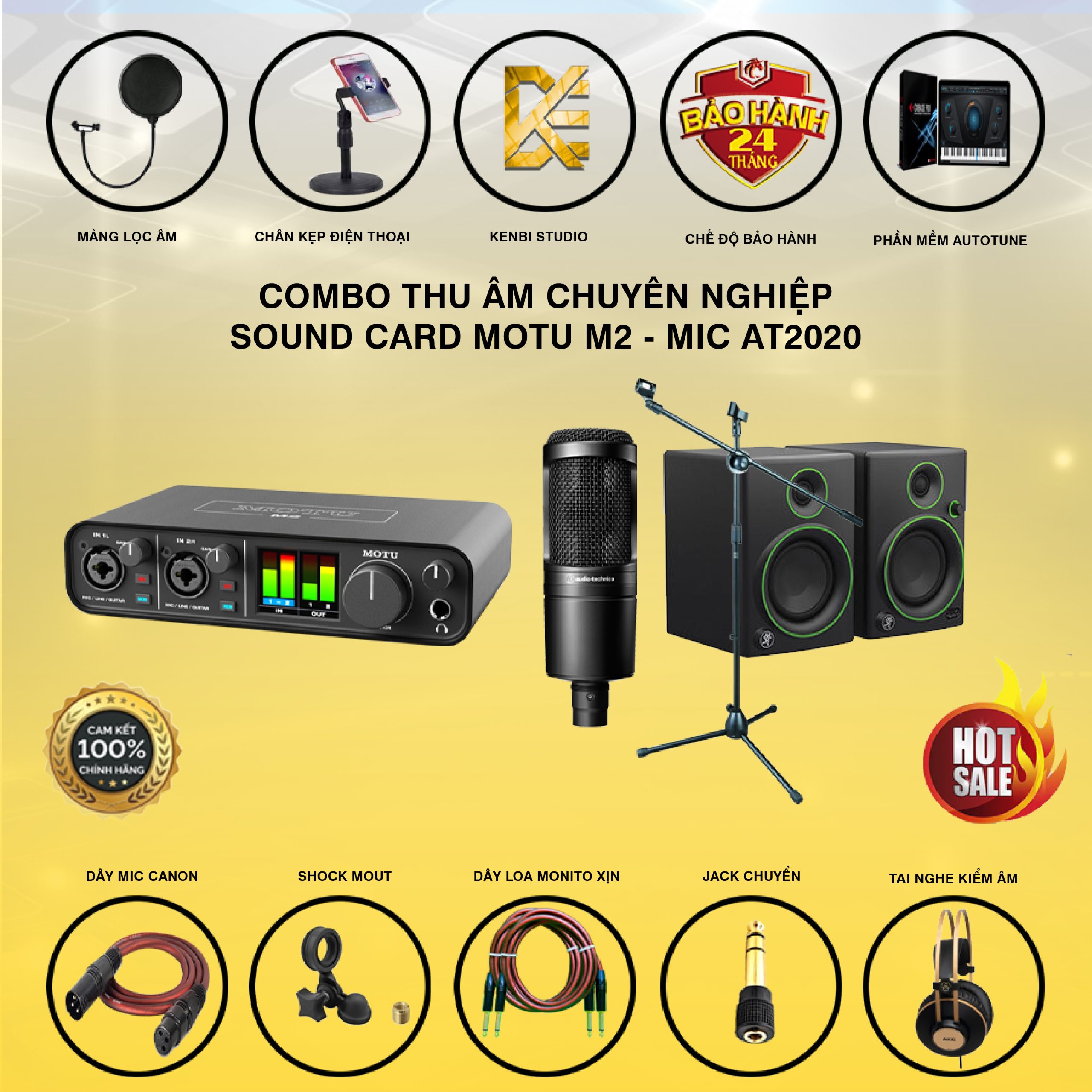 COMBO THU ÂM SOUND CARD MOTU M2 VÀ MIC AT2020
