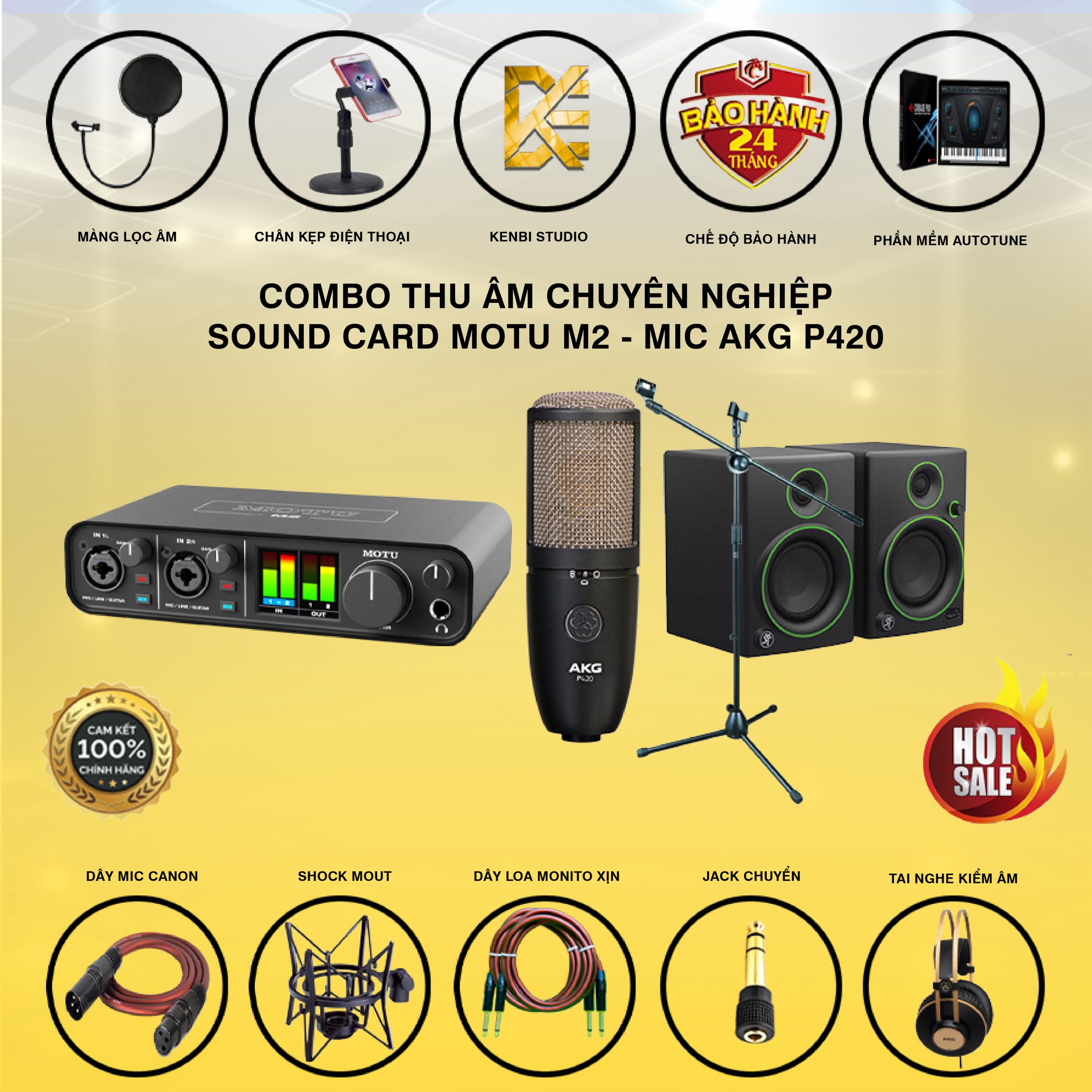 COMBO THU ÂM SOUND CARD MOTU M2 VÀ MIC AKG P420