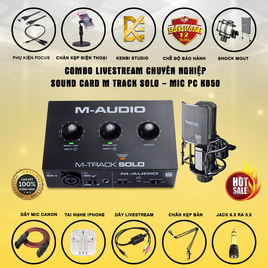 Combo Soundcard M-Audio M-TRACK SOLO và Micro Takstar PC-K850