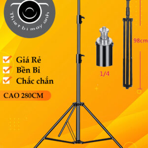 Chân đèn cao 2.8m hợp kim nhôm – gắn đèn livestream, softbox chụp hình, đèn flash, máy ảnh