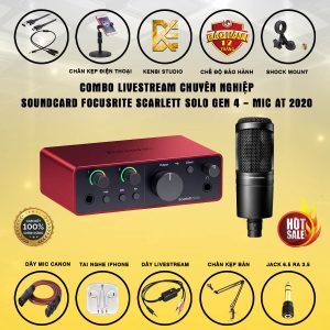 Combo Sound card Focusrite Scarlett Solo (Gen 4) - Micro thu âm Audio Technica AT-2020