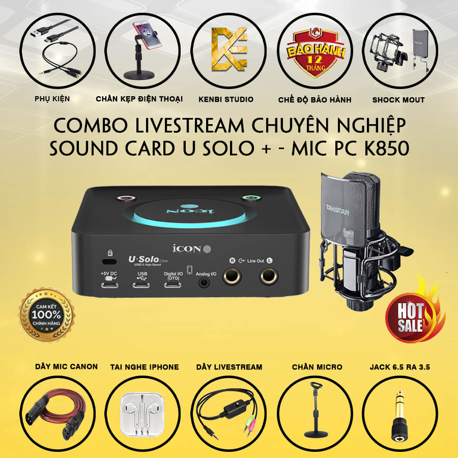 Combo Livestream Icon Usolo - Micro thu âm Takstar K850