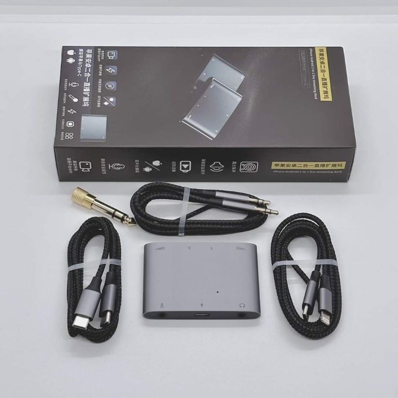 Box Livestream 2 Chiều Stereo PK LT12-PRO (Type C Và Lightning) Dây Livestream Stereo 2 Chiều